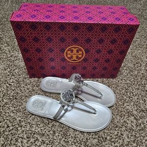 Tory Burch Mini Miller Sandals| Gray | Size 6 |